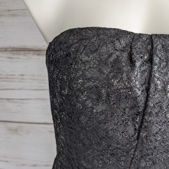 J. Crew Black Tinsel Lace Strapless Dress New sz 4 - Picture 7 of 9